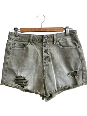 SUN & SHADOW Sz29 Nordstrom HR Distress Olive  Denim Shorts